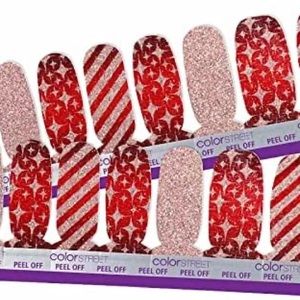 Color Street - “Wrap it Up” sparkling gold & red wrapping paper design